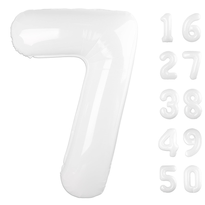 40 Inch White 7 Balloon Number Big Foil Helium Number