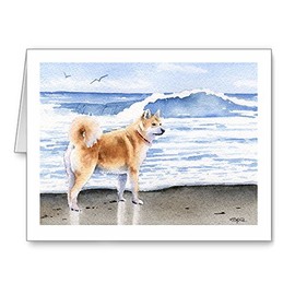 DJ Rogers Fine Art Akita at the Beach - Set of 10 Note Cards With Envelopes