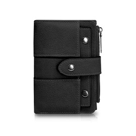 AdiStylinno Women's Purse, PU Leather Bifold Women's Wallet Multifunctional Purse with Zip Coin Pocket, Compact Credit Card Wallet with Card Slots and ID Window, black, Modern