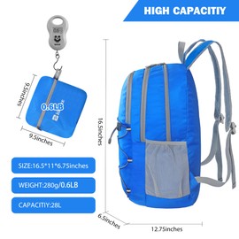ZOMAKE Lightweight Packable Backpack 28L - Foldable Backpack Water-Resistant Collapsible Backpack Light Daypack for Hiking(Dark blue)