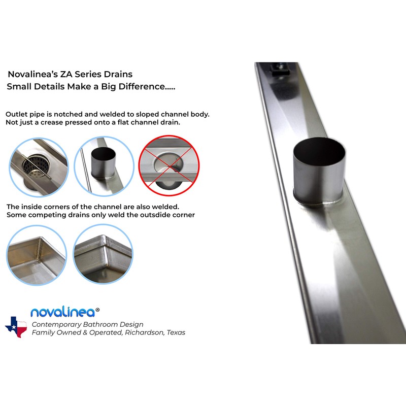 Novalinea ZA Linear Shower Drain - 32 Inch Brick Pattern