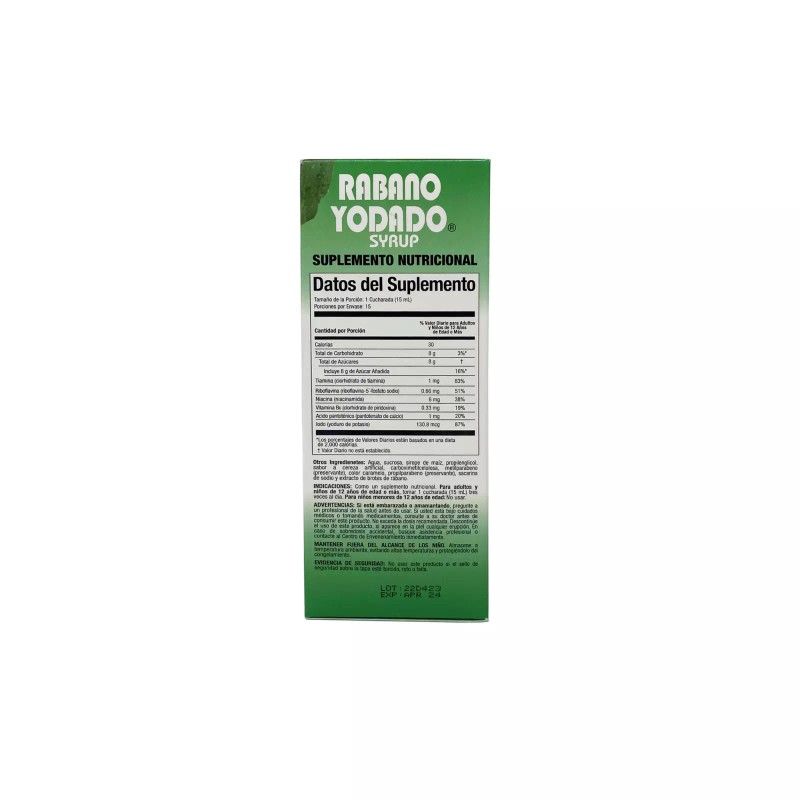 Rabano Yodado Jarabe Suplemento Nutricional Líquido 8 oz