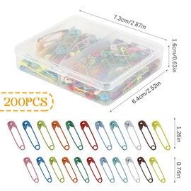 SacJkt Maschenmarkierer Metall, 200 Stück Sicherheitsnadeln, 30mm und 19mm Sicherheitsnadel Set mit Aufbewahrungsbox, Maschenmarkierer für Kleidung, Handwerk und Nähen