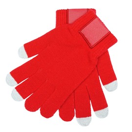 GO HEAVY Unisex Touchscreen Gloves Winter Gloves Finger Gloves, red/grey