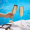 Oak & Steel - 4 Stainless Steel Champagne Flutes with