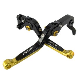PABBUG Gold Motorcycle Accessories Engrave Logo Brake & Clutch Levers Set Adjustable Foldable Extendable CNC Compatible with Yamaha R7 2021 2022 2023, Red