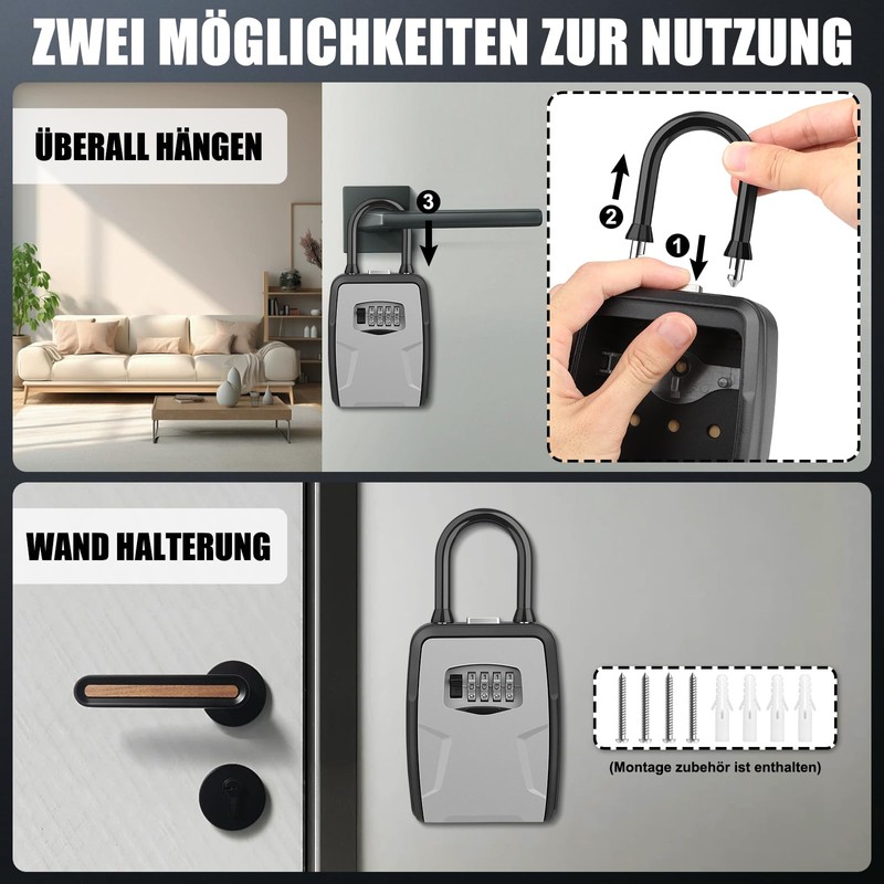 Diyife Large Key Box with Shackle, Weatherproof Key Safe with