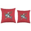 Santa Riding Shark Reindeer Antlers Merry Christmas Shark Throw Pillow