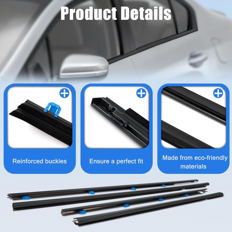GEATaaT 4Pcs Weatherstrip Window Moulding Trim Seal Belt Compatible with
