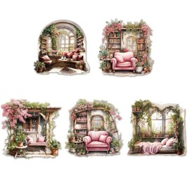 MAFELOE Retro Scrapbook Stickers of 10 Pieces, PET Aesthetic Deco Stickers Journaling Supplies for Junk Bullet Bottles Laptop- Flower Corner Series-C