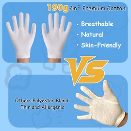 AovYoo 6 Pairs of Cotton Gloves Children's Neurodermatitis, Thin Moisturising Gloves, Fabric Gloves, White Children's Gloves for Hand Care, Hand Masks, Costume Accessories, Carnival, Pantomime