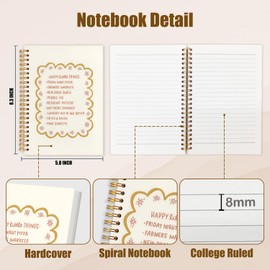 NATSUNO Boho Inspirational Spiral Notebook Journal 5.5x8.3in, Happy Little Things Positive Affirmation Journal, Mindfulness Gifts, Motivational Mental Health Hardcover Notebook