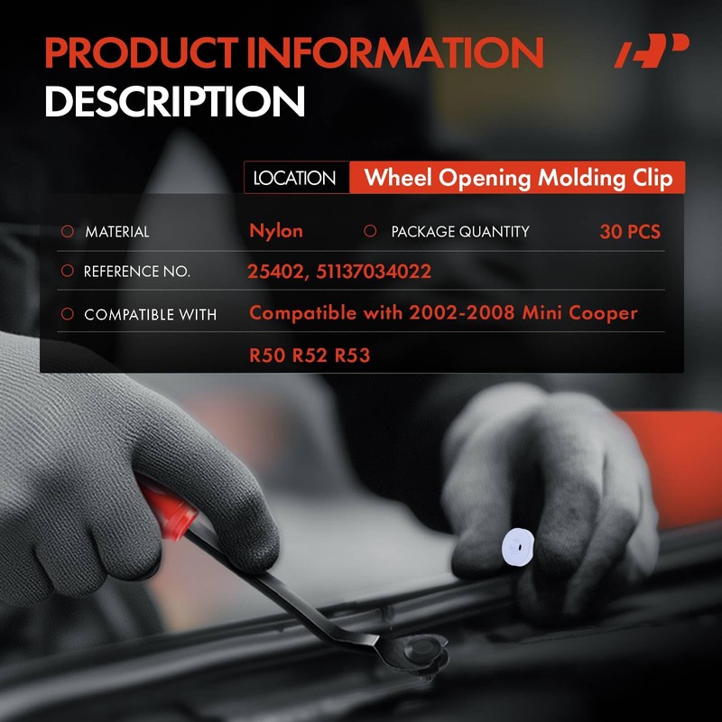 A-Premium 30PCS Nylon White Wheel Opening Molding Clips Compatible with