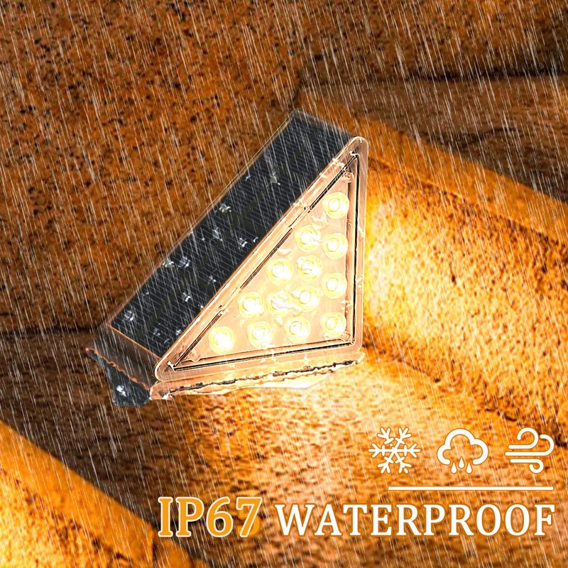 TOTHDATE 2PCS Solar Step Lights Warmwhite Light, Solar Stair Light