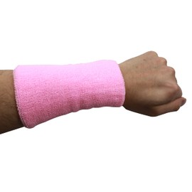 Sweatbands Sports Wristbands for Men and Women - 6 inch Elastic Athletic Wrist Bands for Tennis, Basketball, Running, Working Out (Pink)