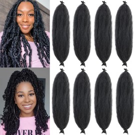 24 Inch Marley Twist Braiding Hair 8 Packs Springy Afro Twist Hair Pre-Separated Spring Twist Hair for Soft Butterfly Locs Crochet Hair Marley Hair Extensions for Black Women(24 Inch 1B)