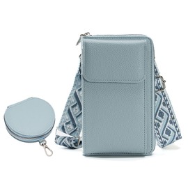 SENDEFN Women's Smartphone Shoulder Pouch, Cross-body Pouch with Card Slot, Shoulder Bag, Lightweight, Popular, Cute, Wallet, blue (light)