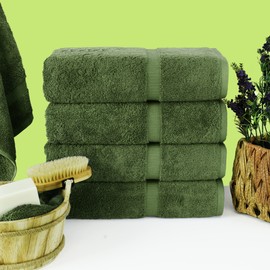 Chakir Turkish Linens | Hotel & Spa Quality 100% Cotton Premium Turkish Towels | Soft & Absorbent (4-Piece Bath Towels, Moss)