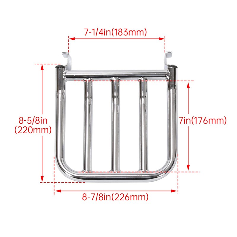 ECOTRIC Sissy Bar Backrest Chrome Luggage Rack Compatible with 2004-Later