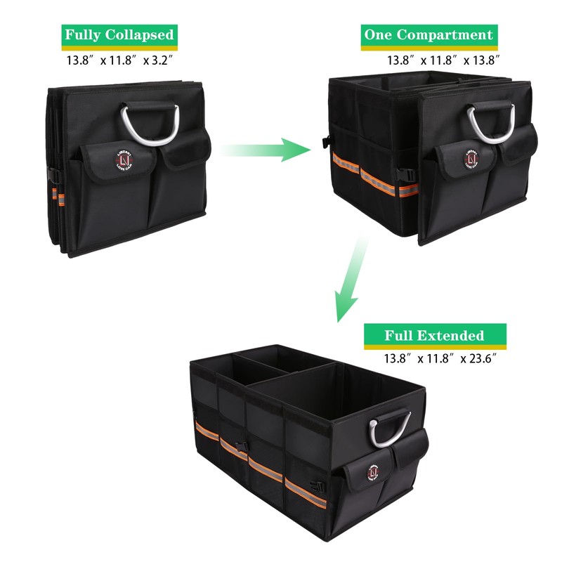 Trunk Organizer, LIBZAKI Cargo Organizer, Premium Multi Compartments Collapsible Portable
