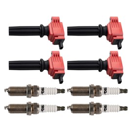 TRQ Ignition Kit Ignition Coil Spark Plugs Compatible with 2018-2021 Ford EcoSport 2017-2018 Fusion