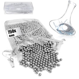 COM-FOUR® 750x Stainless Steel Cleaning Beads with Box – Cleaning Balls for Bottles, Wine decanters, Vacuum jugs & Thermo Mugs – rustproof & Reusable