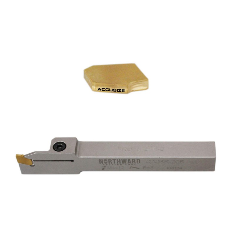 Accusize Industrial Tools 1/2'' Heavy Duty Indexable Grooving/Cut-Off Holder, Nickel