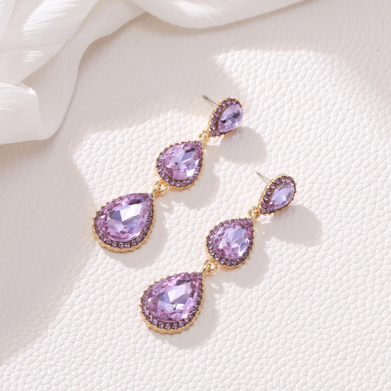 Clearine Women's Gorgeous Costume Earrings Teardrop Crystal Long Drop Dangle