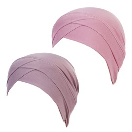 aoozleny Women Girls Turban Hats Slouchy Sleep Cap Skull-Caps Headwrap Headwear,2 Pieces, Purple+pink, Large-X-Large