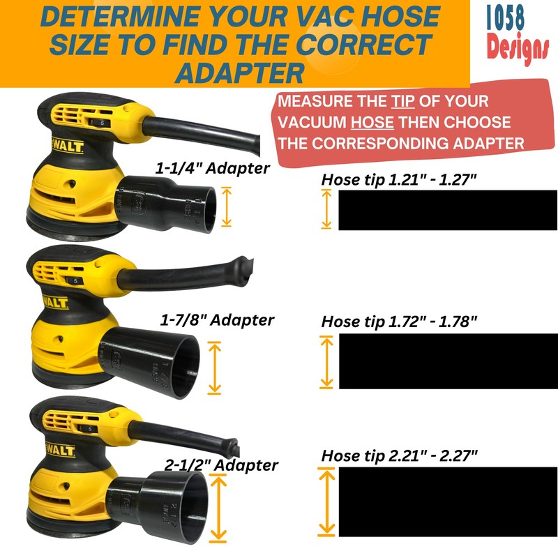 1058 Designs - Sander Vacuum Adapter for DeWalt or Craftsman