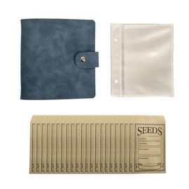 Samen Aufbewahrung, Samentütchen, Samentüten, 1 Blauer Ledermappe Mit 2 Ringe Und 50 Samentütchen, Praktische Lösung Zur Organisation Von Garten Samen Und Kleinteilen, Ideal Für Sammler Und Gärtner