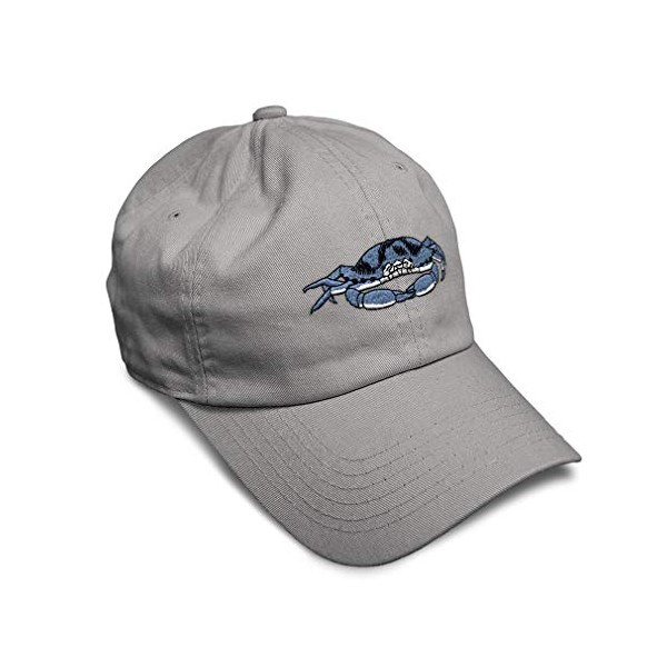Soft Baseball Cap Blue Claw Crab Embroidery Animals Ocean & Sea Life Twill Cotton Dad Hats for Men Women Buckle Closure Light Grey Design Only