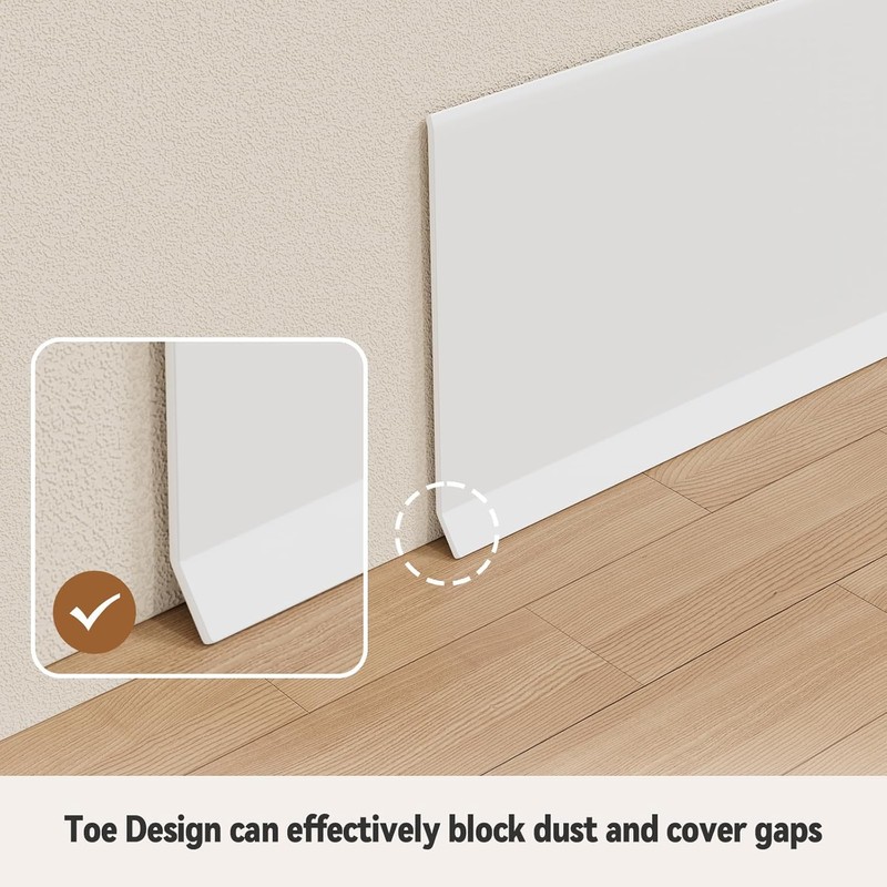INMOZATA Vinyl Wall Baseboard Molding Trim, 4 Inch x 40