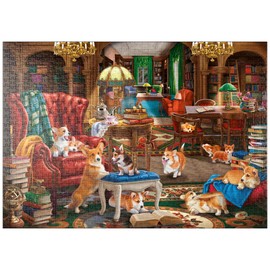 MyPuzzle Corgi Chaos in the Library - Premium 1000 Piece Puzzle - MyPuzzle Special Collection by Puzzle Galaxy