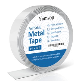 Yamsop Adhesive Metal Strips for Magnets (1.4" x 10 ft), Metal Tape Self Adhesive for Magnets, Ferrous Tape Metal Tape Self Adhesive