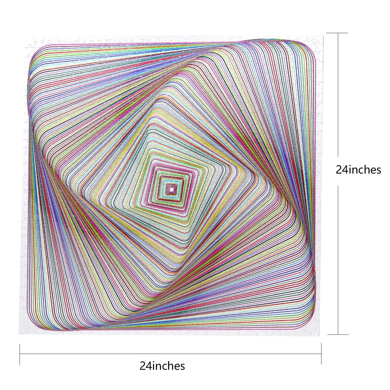 Bgraamiens Puzzle-Twisted 3D Colorful squares-1000 Pieces Square Puzzle Color Challenge