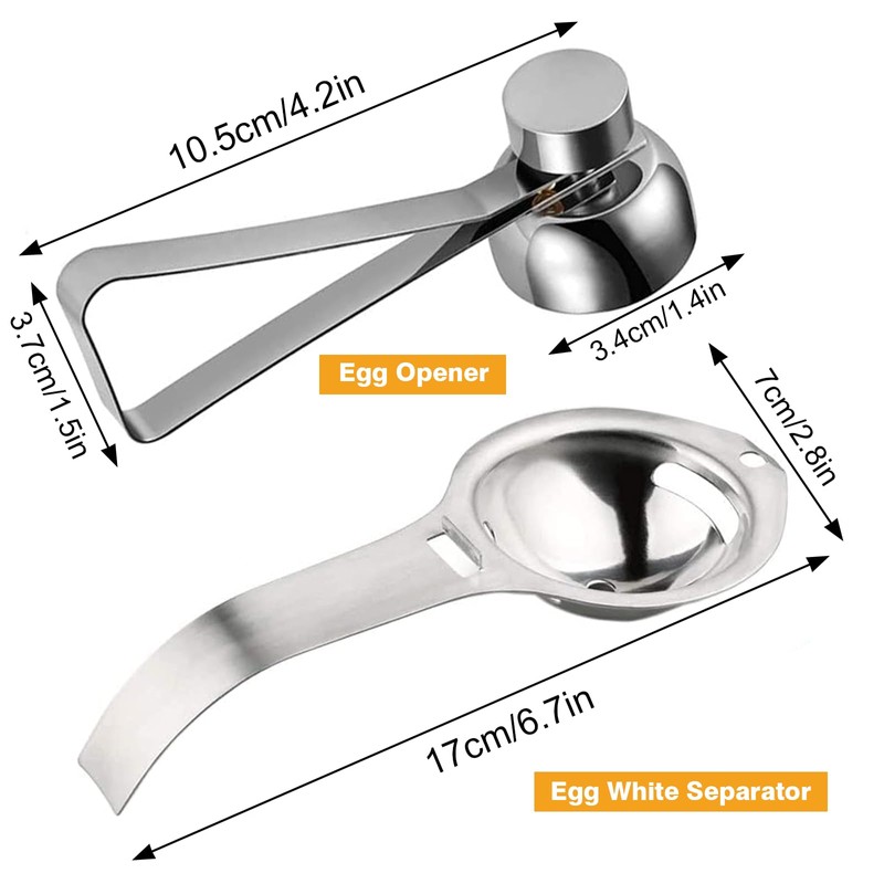 2er-Pack Eieröffner + Eigelb- und Eiweißtrenner, eier öffner, eieröffner stainless
