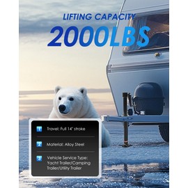 POLESTAR A-Frame Trailer Jack 2000 lbs, 20-24V Cordless Drill Compatible, Quick Drop Tongue Jack for Travel Utility Trailers, Campers or 5th Wheel RVs, Yachts, Boats, 9-23" Lift