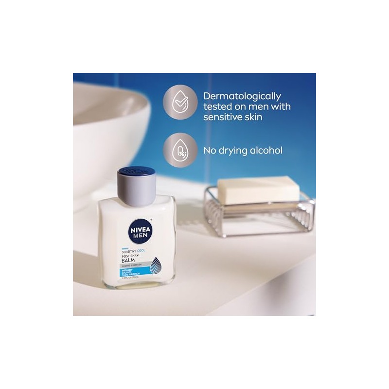 NIVEA MEN Sensitive Cooling Post Shave Balm, 3.3 oz Bottle
