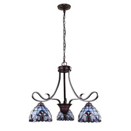 Chloe Lighting GRENVILLE Tiffany-Style Blackish Bronze 3-Light Victorian Mini-Chandelier 25" Wide