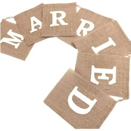 Nur verheiratet Bunting Banner Vintage Hessian Flagge für Hochzeitsfeier Dekoration
