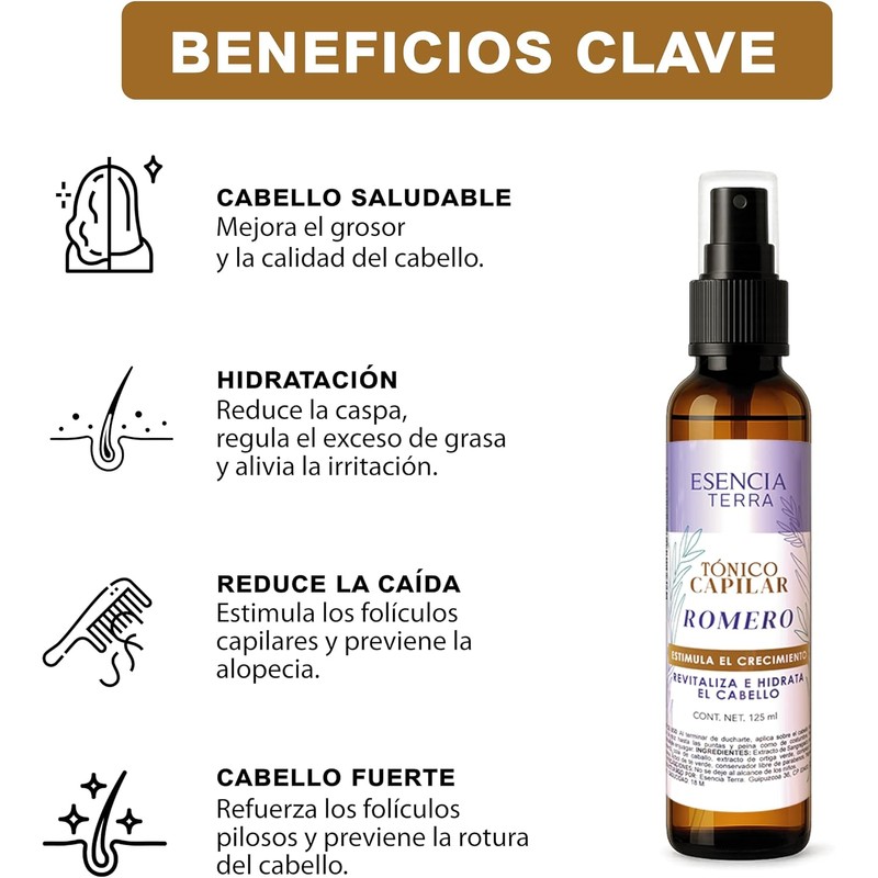 Tonico Capilar Anticaída con Romero para el Crecimiento del Cabello