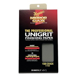MEGUIAR'S S1525 Mirror Glaze 1500 Grit Unigrit Finishing Paper, 25 Pack