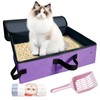 Upgraded Portable Cat Travel Litter Box with Zipped Lid &
