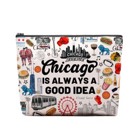 CEASQVAA Chicago Travel Souvenirs - Cosmetic Bag, Themed Gifts for Travellers, Women & Friends