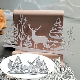 Christmas Tree Deer Metal Die Cuts Cutting Dies, Christmas Frame Cutting Dies Paper Cards Cutting Dies Cut Stencils for DIY Embossing Card Making Book Tags Decorative Paper Dies Scrapbooking