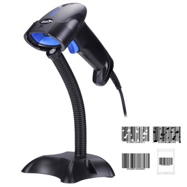 Escáner de Codigo de Barras, Lector Códigos de Barras Compatible USB, 1D Escáner de Código de Barras, Scanner Código de Barras con Soporte, para Tiendas, Supermercados, Almacenes, Restaurantes, et