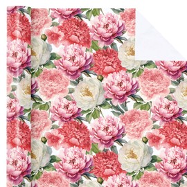 WRAPAHOLIC Floral Wrapping Paper Roll - Mini Roll - 17 Inch x 9.8 Feet - Red Pink Flower Wrapping Paper Perfect for Girls Women Birthday, Wedding, Bridal Shower