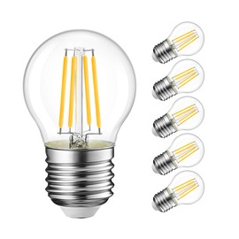 G14 LED Filament Globe Bulb 5.5W(60W Equivalent), LVWIT Dimmable 2700K Warm White E26 Screw Base, G45 Decorative Edison Light Bulb, UL-Listed(6-Pack)