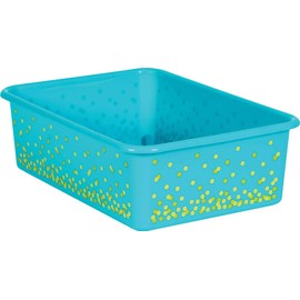 Teal Confetti Large Plastic Storage Bins - 6 Pack